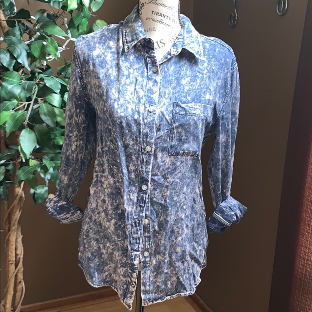 Tie dye denim printed blouse from Nordstrom